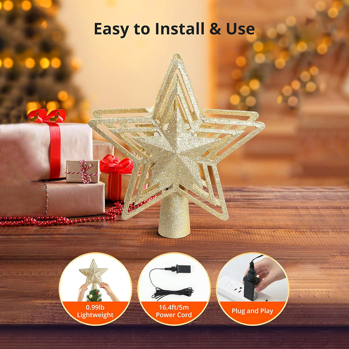 Northlit Star Projector Tree Topper